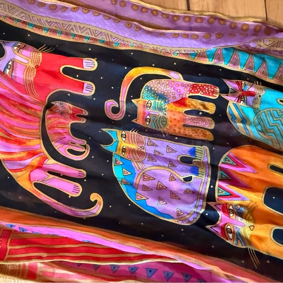 Laurel Burch colorful cat print‎ scarf - Picture 3 of 5